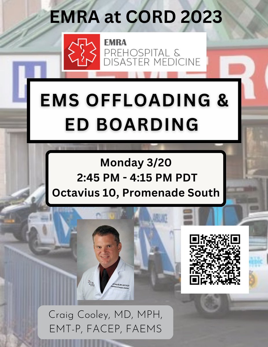 Join the EMRA Prehospital &amp; Disaster committee to discuss the impact of ED boarding on our EMS systems! In person at Caesar’s Palace, Las Vegas, and virtual via Zoom!