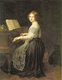Commenting on Berceuse, Op. 57, Fr. Niecks hints at Romeo & Juliet: youtu.be/v1CXY5NHvms It was published 1844 shortly after #Chopin had coached #JennyLind in singing & piano. She responded by playing a German lullaby in Louis Asher’s painting 1846. That’s 19th C social media!