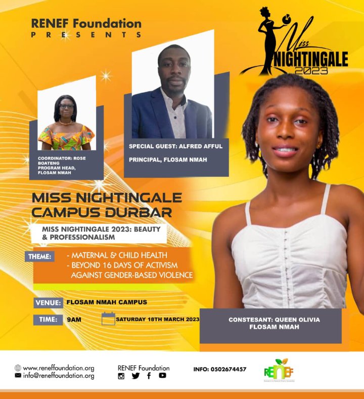 RenefOfficial's tweet photo. The MISS NIGHTINGALE DURBAR train continues to FLOSAM NMAH....We are introducing the contestants to the entire students population to solicit for their support and to also receive endorsement from their school authorities. #MissNightingale2023 https://t.co/5lidjYDqAc