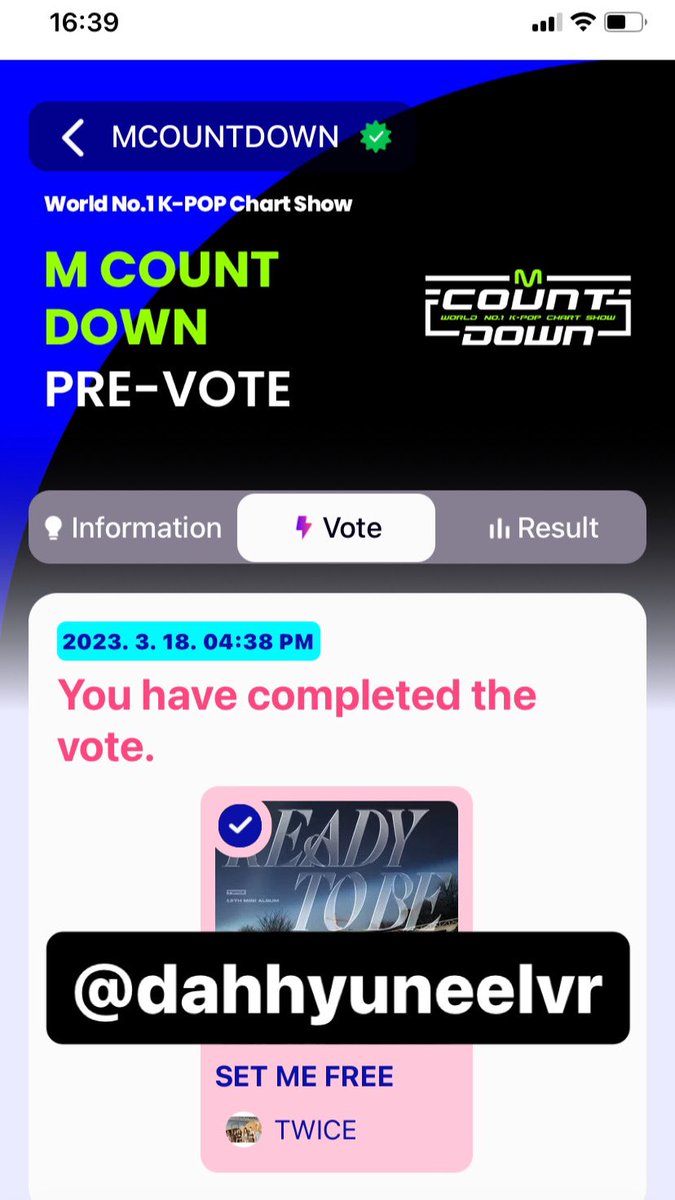 dahhyuneelvr's tweet photo. Vote for TWICE #SETMEFRE ‼️
https://t.co/4Yvb0h8TTV https://t.co/BFLneQ8Emg