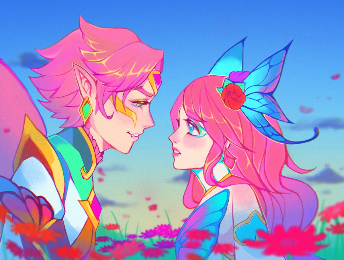 faerie court ezlux 🦋🌸 #Ezreal #lux #ArtofLegends #LeagueOfLegendsFanArt