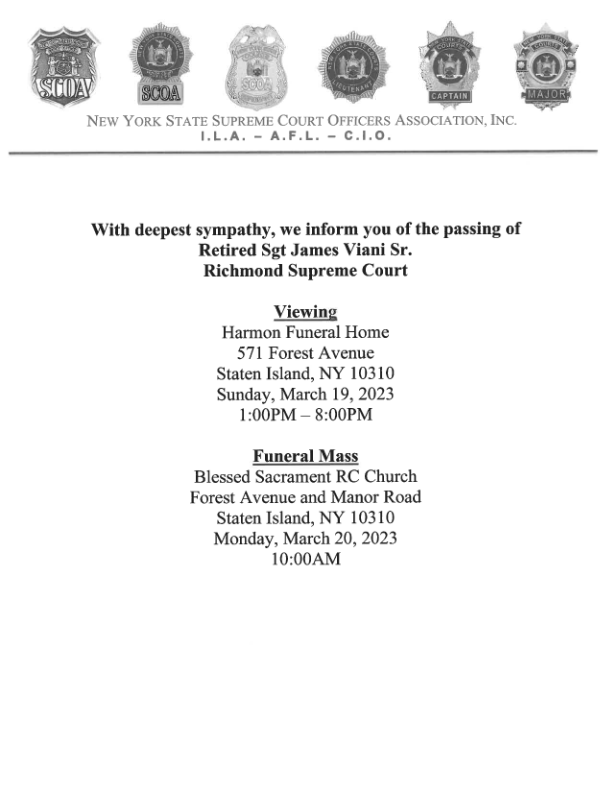 Passing of Retired Sgt. James Viani, Sr. - nysscoa.org/passing-of-ret…