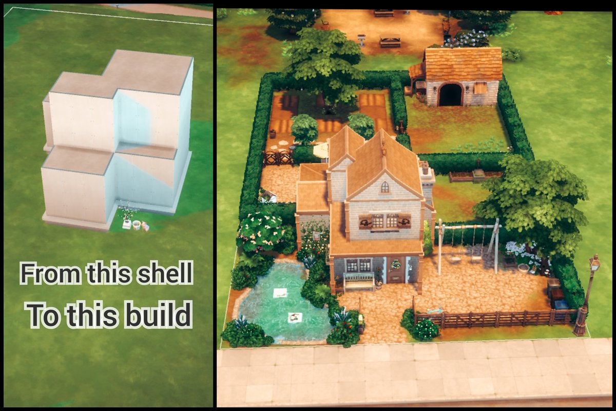 JennsBuilds's tweet photo. π» Tiny Cozy Cottage with large farming space to plant crops and have animals (1 barn & 1 coop).
Shell from the #EstellaTinyShell Challenge. π»
#TheSims4 #ShowUsYourBuilds #TS4 #TS4Build #SimsBuild #Sims4 #NoCC #NoCCBuild #ShellChallenge https://t.co/K8tTcWdE7b