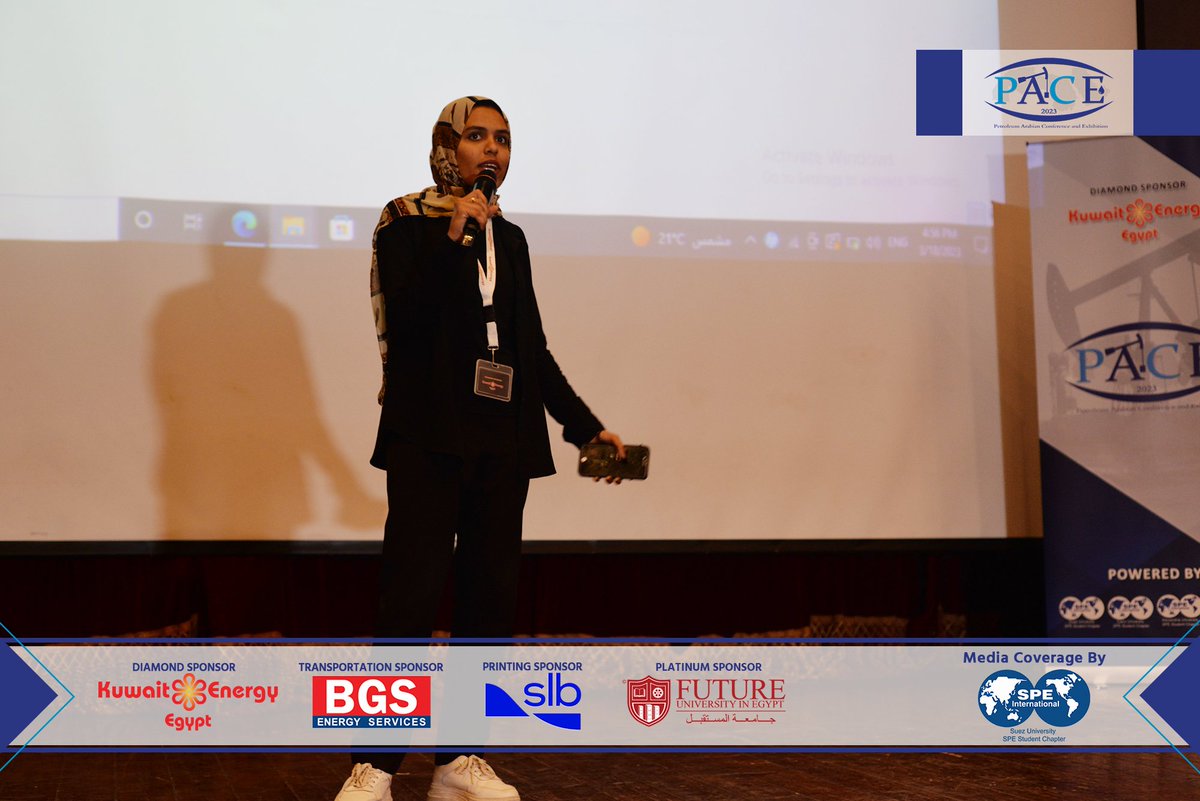 SPESUSC's tweet photo. Closing Speech by SPE Suez Vice-President'23 Ms. Esraa Abdo ✨. 

We end this great event with the words of a distinguished leader.

This is the last day of PACE 2023, but not the last PACE, So stay tuned for the next🔥.

#PACE2023 https://t.co/tEzaAJwjhb