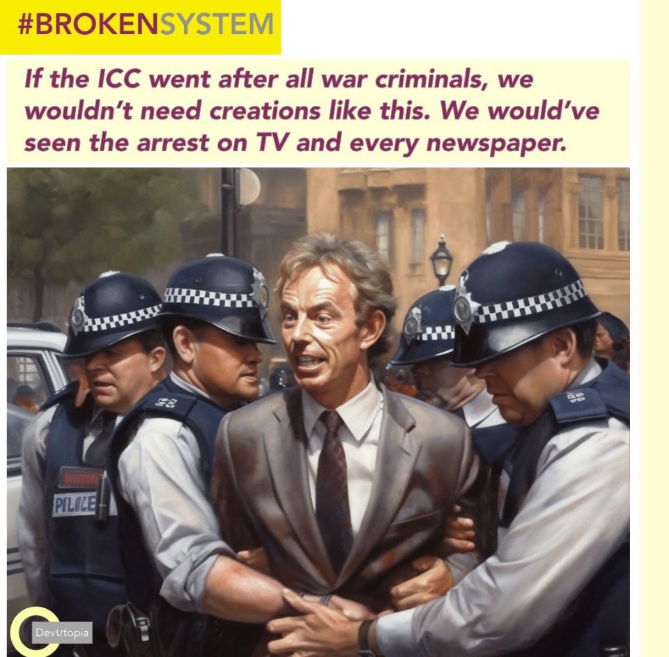 Retweet if you agree the International Criminal Court (ICC) should also arrest Tony Blair for war crimes