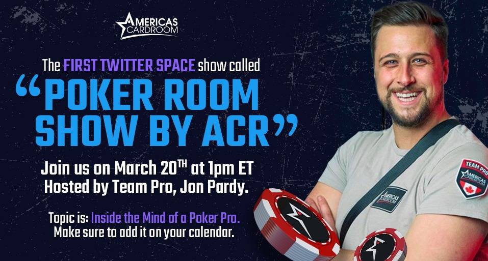 🔥😱This is going to be epic!🤯 💥

Don’t miss your chance to delve into the mind of #ACR Team Pro @Jon_Pardy .

#TwitterSpaces #poker #Twitter 