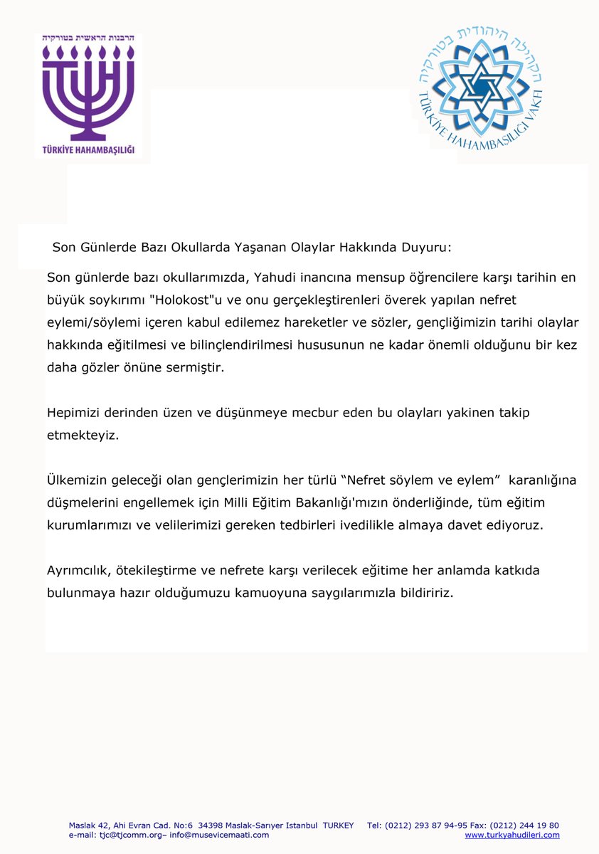 Son Günlerde Bazı Okullarda Yaşanan Olaylar Hakkında Duyuru: