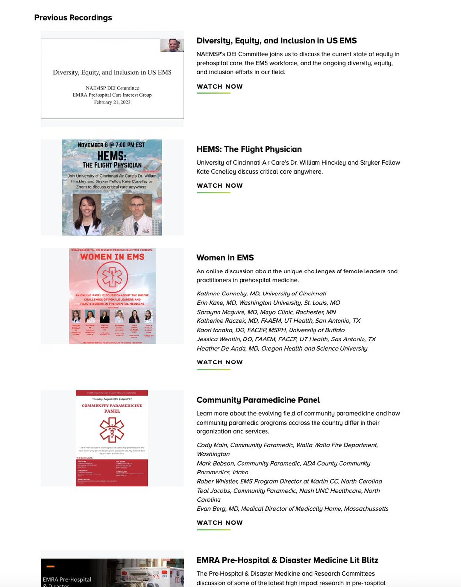 Open access to recordings of this year's past PDM sessions: 

DEI in EMS
HEMS &amp; the Flight Doc
Women in EMS
Comm. Paramedicine 
EMS Lit Review
Methods of OMC
Incorporating lessons from civilian EMS into a future model for military PDM

emra.org/be-involved/co…