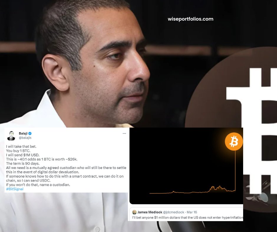 🚀 Ex-Coinbase CTO Balaji Srinivasan bets $2M on #Bitcoin hitting $1M within 90 days! Is it a #FOMOBet or a bold prediction? 💰 He also launches #BitSignal initiative to warn about USD hyperinflation. Will his bet pay off? ⏳ #CryptoWager #BTCRally #90DaysChallenge