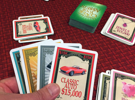 ELarkinWilkin's tweet image. Dinner &amp;amp; game at friends' last night. COVER YOUR ASSETS seems complicated at first, but is pretty easy once you get going. Mix of strategy, luck...&amp;amp; "stealing" from opponents. Hubby, who tends to be cursed when it comes to table games, WON by a lot. #Games #FriendTime #FamilyTime