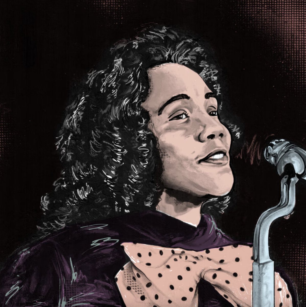 We're honoring Coretta Scott King for #WomensHistoryMonth, a civil rights leader and advocate for peace and justice. This artwork was inspired by Ernest Withers' photo of King speaking at Mason Temple in Memphis in 1968. #CorettaScottKing #ErnestWithers