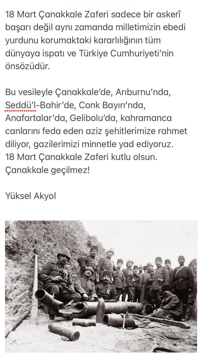 18 Mart Çanakkale zaferi kutlu olsun! #ÇanakkaleGeçilmez