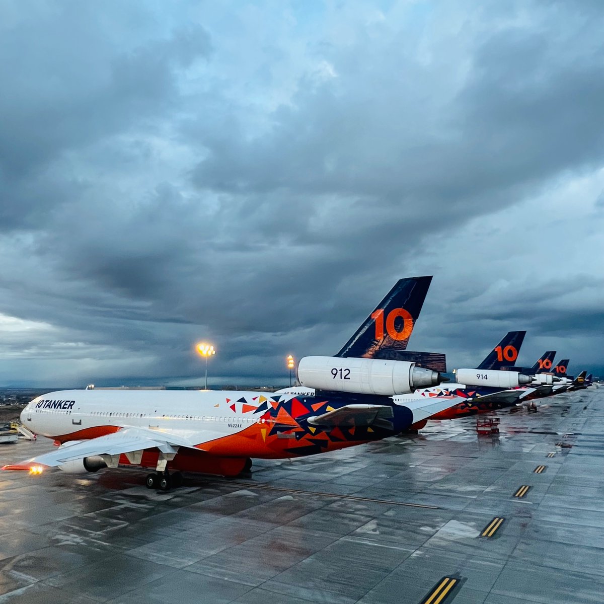 10 Tanker finished up spring training this week and gearing up for the #wildfireseason. These beauties are #ReadyToServe.
📸: Neil Bigthumb 
#10_tanker #newmexico #Albuquerque #tankerlife #dc10lovers #planelovers #avgeek #aviation #aerialfirefighting #aviationphotography