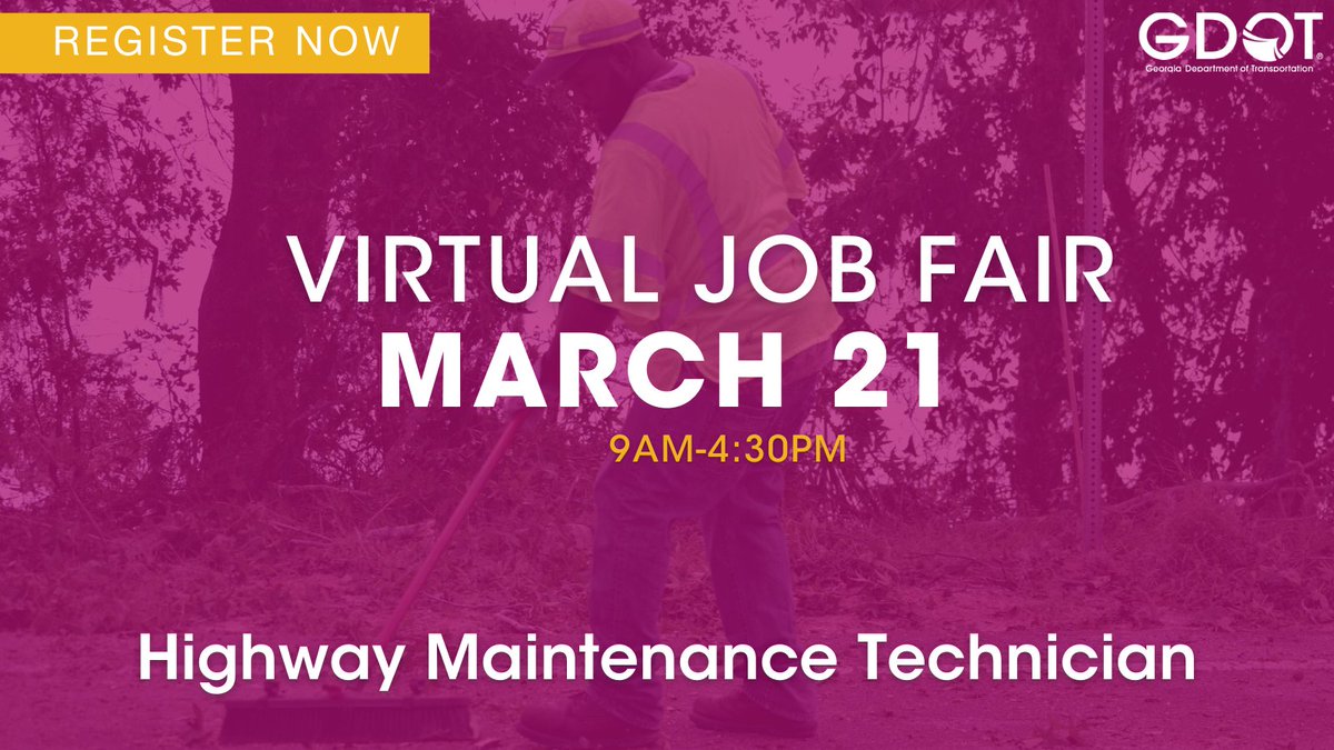 👀Looking for a new career opportunity? GDOT is partnering with Indeed.com to host a virtual job fair on 3/21 for Highway Maintenance Technicians.
📲Register now to schedule an online interview
indeedhi.re/3TfZ4I4  #ExperienceGDOT