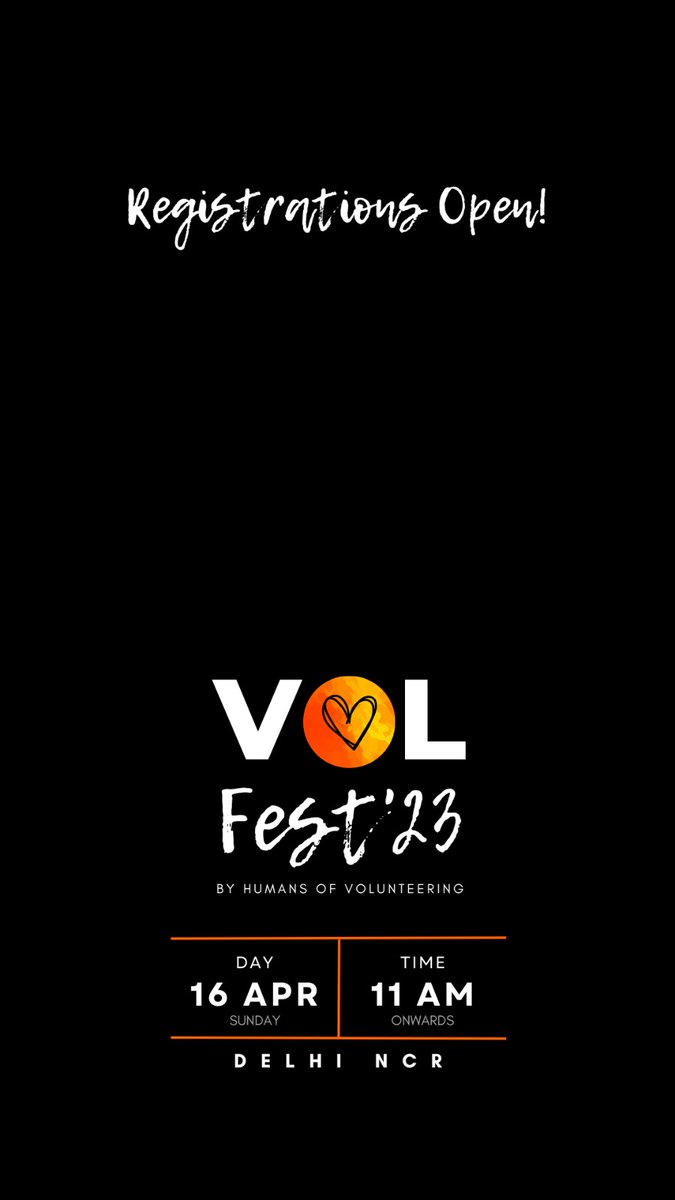 Hurry up !!!

Get your passes here for the Volfest'23
bit.ly/VOLfest23Regis…

Let's celebrate the festival of Volunteering on 16 April 23 in Delhi.

#Volunteering #volunteer #gooddeeeds #HOV #Celebrate #NGOs #Socialwork