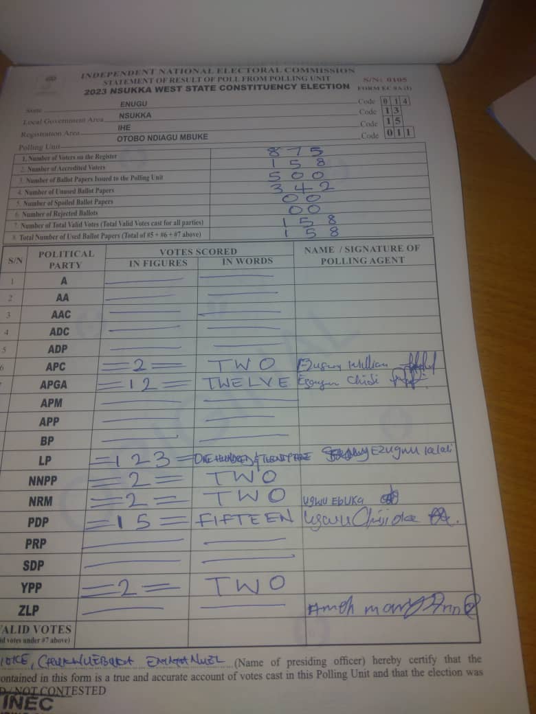 Plato48466760's tweet photo. Results are coming in already from Enugu State, Ndi Enugu State, thank you for standing with Labour Party. #enugudecides #EdogaIsComing #NigeriaDecide2023 #NigerianElections2023 #Nigeriaelection2023 https://t.co/JGPWj9mwkY