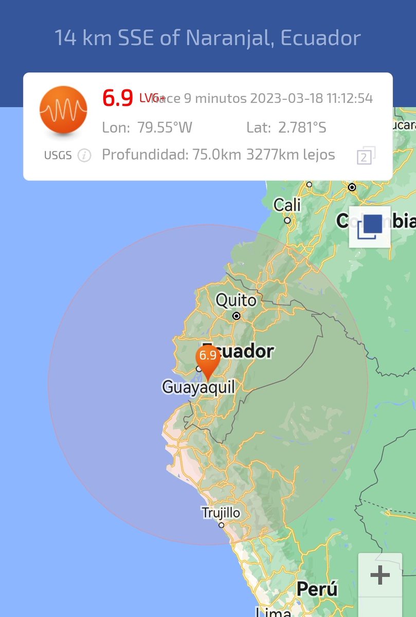 KaTetmx's tweet photo. La magnitud preliminar del Fuerte #terremoto en #Ecuador y también sentido en #Perú por parte de la USGS es de 6.9! https://t.co/bWznJnCl5d