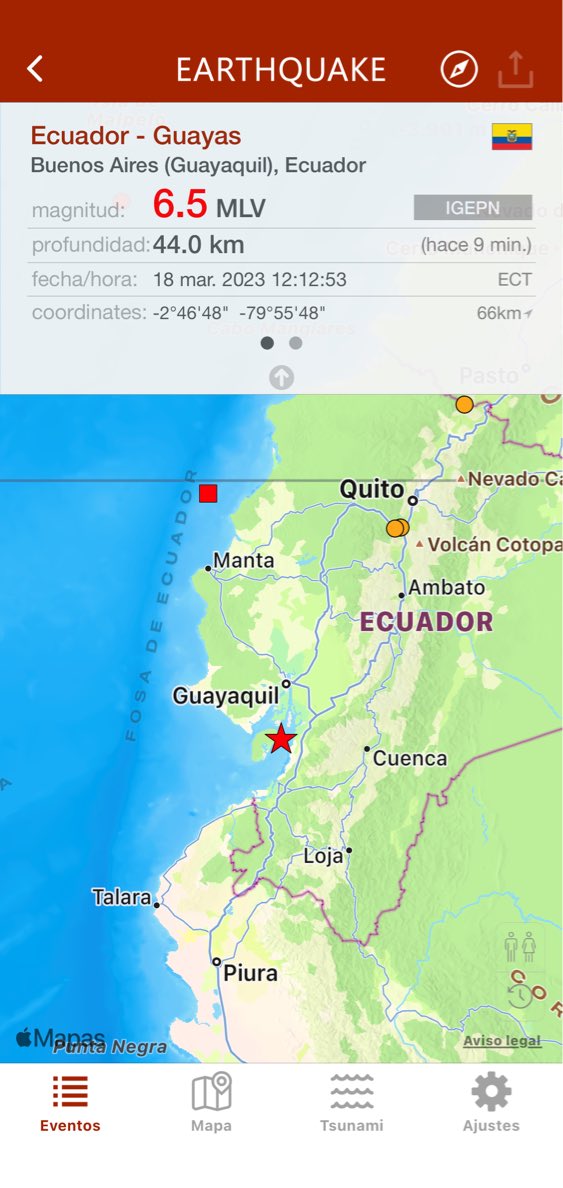 hace 10 min. #terremoto 6.5 en Buenos Aires (Guayaquil), Ecuador, 44.0km, 12:12 ECT (IGEPN) earthquake.app/m/?e_id=igepn.…