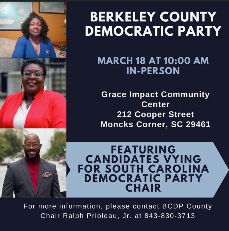 Bruce4USSenate's tweet photo. Thanks Berkeley County Dems for hosting this opportunity to speak to your delegates!SCDP must move with urgency to regain the confidence of South Carolina voters in the fight to bring change and protect rights. #Bruce4SCDPchair https://t.co/UTnNB7uMIO