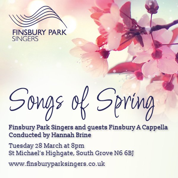 Join us on Tues 28 March at 8pm at St Michael's Highgate for an uplifting evening of music from the 16th century partsong to contemporary classical pieces by Karl Jenkins and @olagjeilo as well as gospel and pop. Tix £11 adults, £8 students/u18s/UC from hannahbrine.co.uk/product/finsbu…