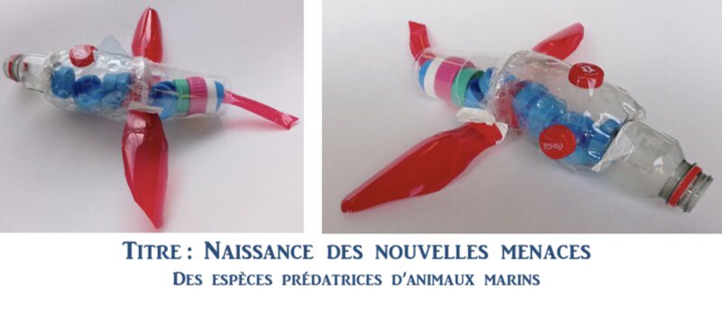 Clg_Ferry13_EDD's tweet photo. Lancement auprès de l’ensemble des élèves de la campagne pour le #concoursartsenplastiquespourlocean proposé conjointement par  @education_gouv et @FondationMer. Voici quelques unes de leurs propositions. Celle qui obtiendra le plus de votes sera reproduite en version XXL #ODD14 https://t.co/YAulvEo2MT