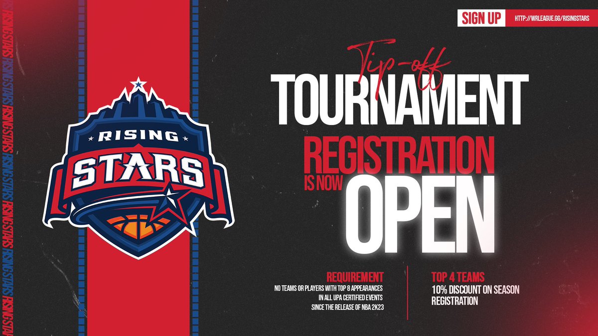 2KRisingStars's tweet photo. 🚨Last call for teams wanting to register for the Tip-Off Tournament - you have until 3am est tonight to register🚨

🔘Discord invites and bracket will be sent out tomorrow afternoon/evening

Register now⤵️
https://t.co/c7ByZrgsUa https://t.co/if3qLkgIz6