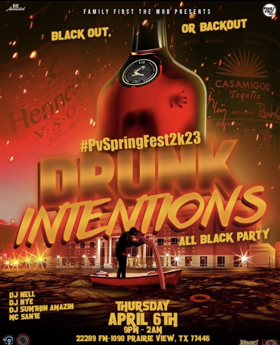 #FamilyFirstThe〽️⭕️🅱️ coming at you wit a Blackout 👀 Backout #DrunkIntentions #PVSpringfest2k23 ALL BLACK PARTY APRIL 6th <a href="/djnye_/">DJMFNYE</a> <a href="/SameOhh_G/">The MF Villain x100</a>