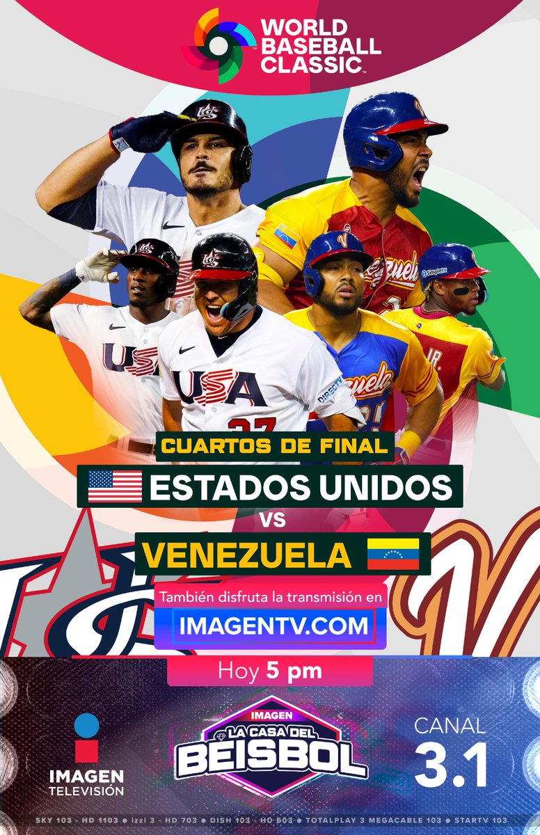 Un duelo de poder a poder con dos de las más grandes escuelas del rey de los deportes.

Estados Unidos 🇺🇸 vs. 🇻🇪 Venezuela | Cuartos de Final, HOY, 5 pm por #ImagenTelevisión (3.1) y en imagentv.com/en-vivo

#LaCasaDelBéisbol⚾ está llena este fin de semana.