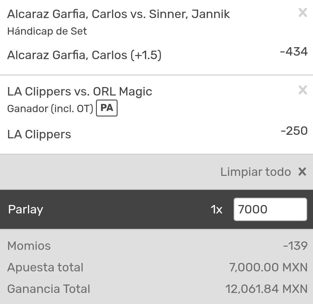 Vamos con esta apuesta por aca🏀🇺🇸🎾
Dale ♥️ si me sigues🤑
No se te olvide seguirme en Twitter  e  ir a mi canal free💰 t.me/+6cpyvPf6lF1kO…