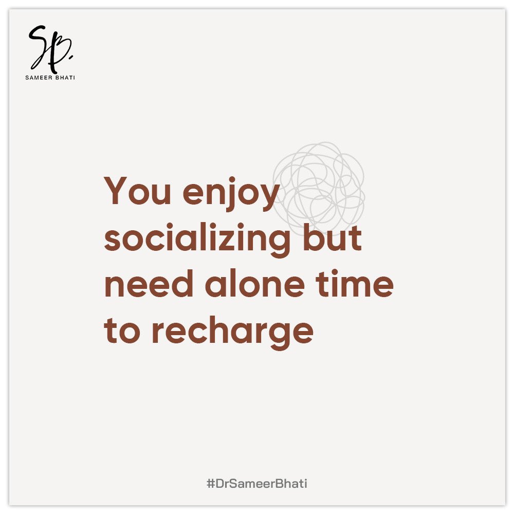 DrSameerBhati's tweet photo. Unraveling the paradox within ๐ Ever wondered if you could be an #ExtrovertedIntrovert? ๐ค Check out this post for signs that reveal your unique social blend! #DrSameerBhati #AmbivertVibes #IntrovertExtrovert #SelfDiscovery https://t.co/vhAhmuZjDt