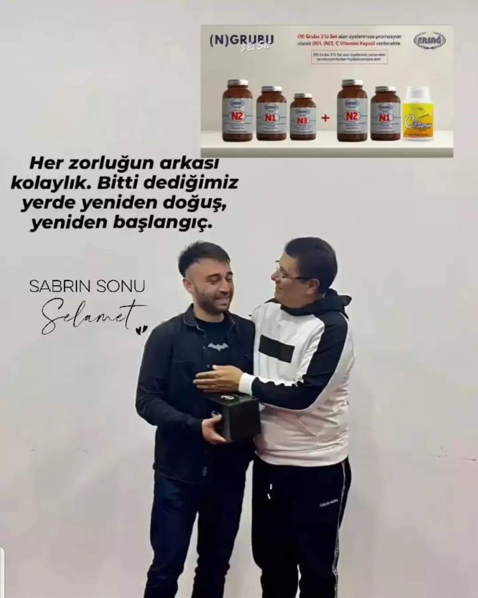 🇹🇷ERSAĞ 🇹🇷
"N" Grubu ürünlerimiz ile yeniden doğuş , kendisini Ülkesine Bayrağına adamış çalışkan başarılı  koca yürekli insan #BekirSARI Başarmanın haklı gururu ile yüzünde tebessüm…
Bu bir yeniden doğuşdur 
Artık Anneler ağlamasın 
Bağımlılık da çaresiz değilsiniz…
#bağımlılı