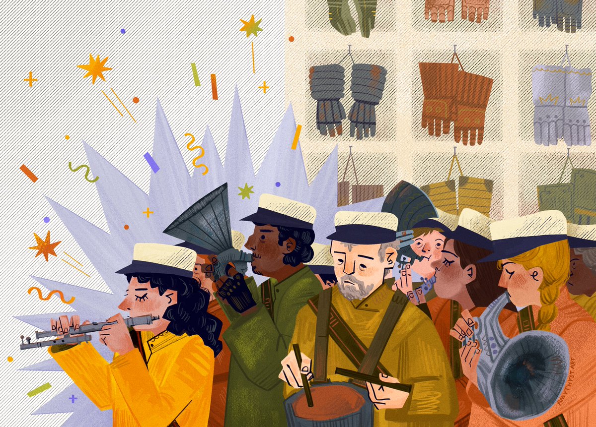 amythyst_art's tweet image. so excited to share this piece inspired by the #andor season finale, commissioned by my lovely friend @owlinaminor!! it was an honor to draw my interpretation of the ferrix marching band, thank you betsy 🎺🥁✨