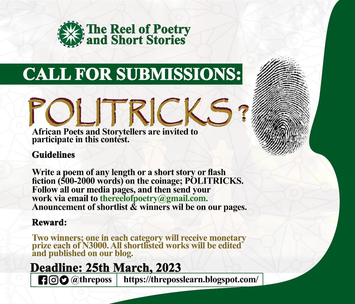 Seven days to the Close of our Contest on POLITRICKS.
Check our Blog for more info. Link in BIO.

Election Nigeria Politics Eluu P Peter Obi BAT Atiku