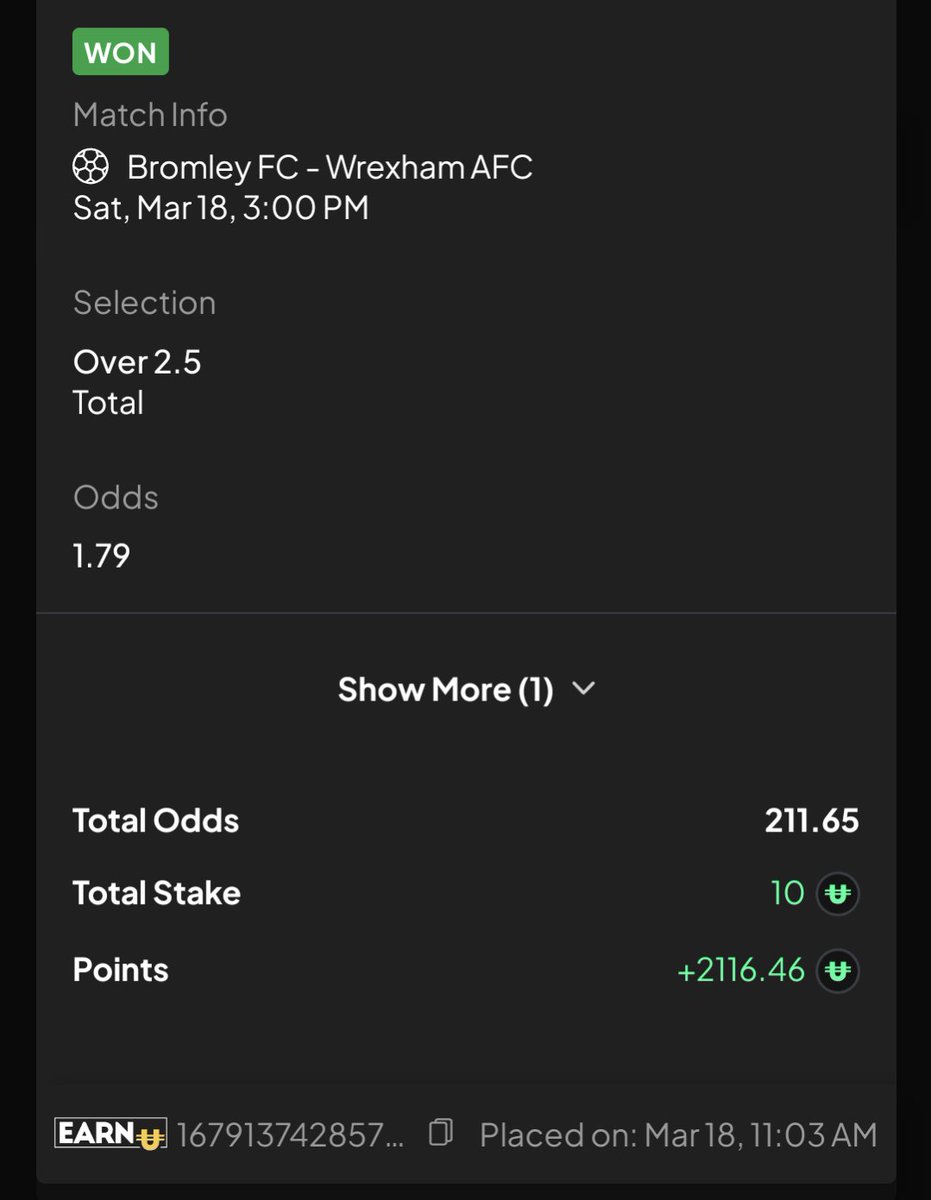 MarkSlocombe3's tweet photo. @BadManBetting How this for a winner? 211/1. placed on $BetU #Earnu platform https://t.co/cWIyFsmp6E