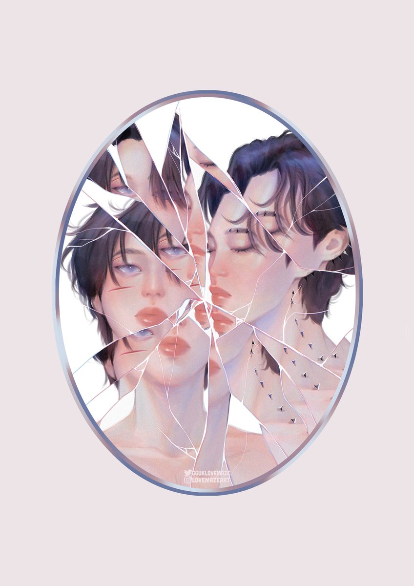 black hair reflection closed eyes blue eyes male focus scar multiple boys  illustration images