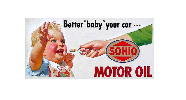 artistsundblom's tweet photo. Better baby your car..., SOHIO Motor Oil advertisement, 1945 #sundblom #kitsch https://t.co/Tz3gjxnmNd https://t.co/SXfW75ns8S