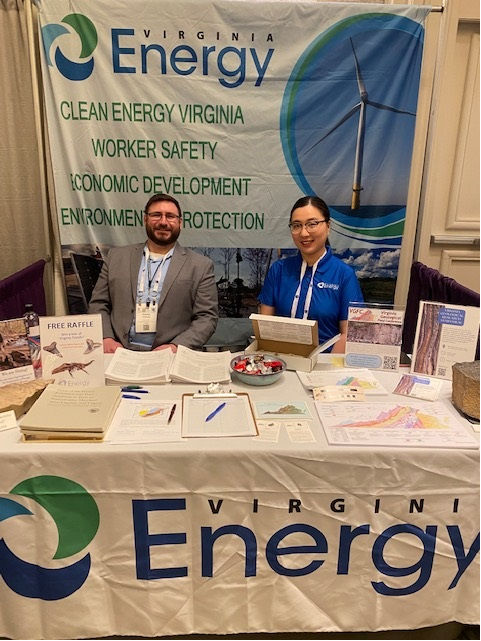 #VirginiaEnergy geologists Patrick and Jenny are attending the #SENEGSA2023 meeting today. Be sure to stop by if you are attending!