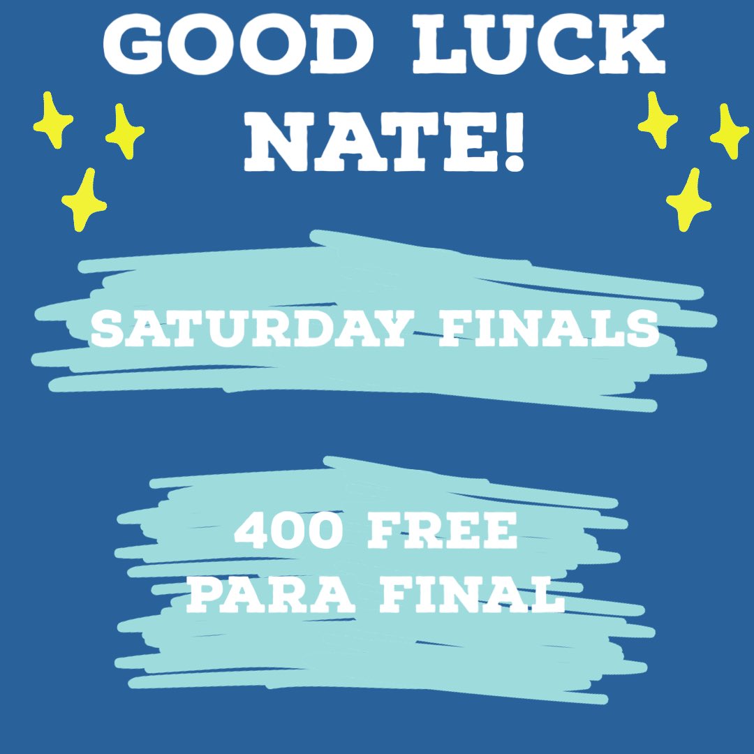 GLSClub's tweet image. EASTERNS UPDATE - Good Luck to Nate as he swims in the 400m Free Para Final tonight!
