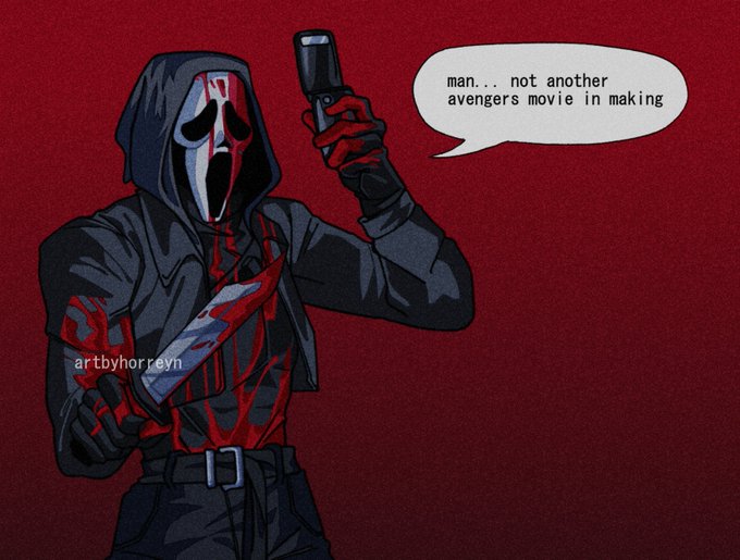 my #ghostface oc but his only personality trait is that he hates mcu 