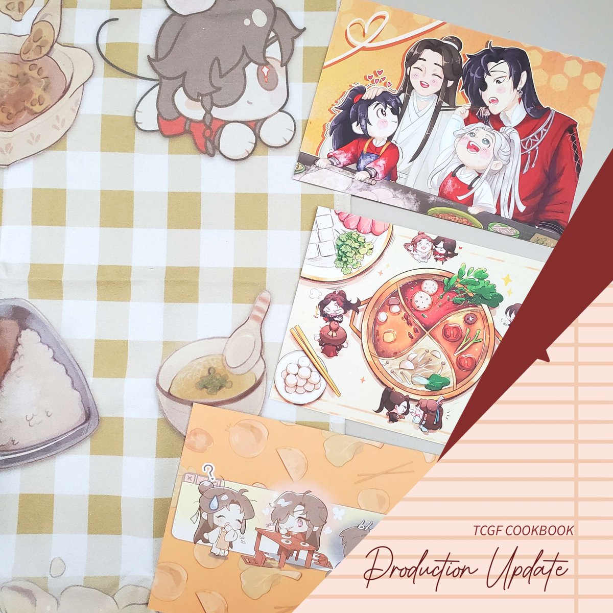 🍴 Production Update: Recipe Cards + Tea Towel 🍴

Our three recipe cards by <a href="/radioproxy/">Radio 🎶🎵 Life uh finds a way...</a>, @wennchu_art, and <a href="/crimsonlx/">crims🎲🦋🌸 ~ Don't QRT/repost ~</a> have arrived, and the tea towel sample by Crims has been approved and is currently in mass production! Everything is looking so cute... almost too cute to eat!