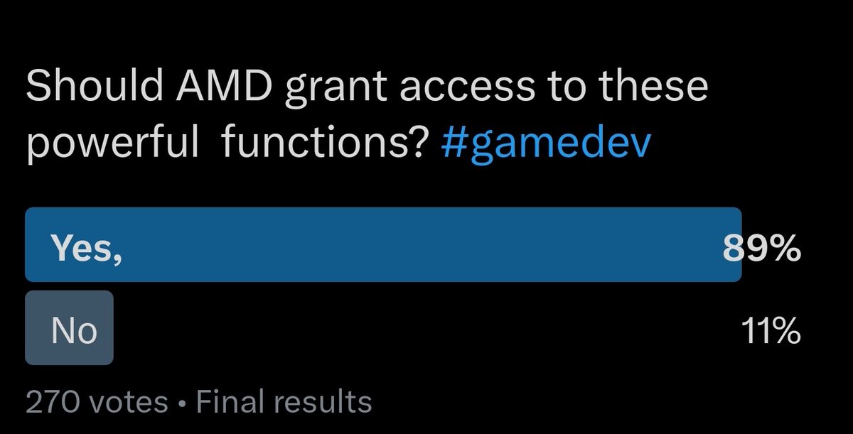 AMDGPU_'s tweet image. @GPUOpen @AMD Please grant developers full access to the GPU hardware they paid for.

By hiding the intrinsic functions that accelerate intersection tests  you are blocking developers from making custom accelerated renderers superior to DXR.
#gamedev #gpuopen