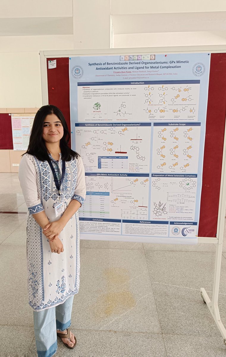 A glimpse of the ongoing research work in our lab presented by <a href="/svastik21/">Svastik Jaiswal 2110209</a>, <a href="/chemSaurab/">Saurabh Satpute</a> &amp; <a href="/sikha_10/">Jyotika</a> at InTeRaCTiON-2023. Congratulations to Priyanka for getting best poster award 🎉

<a href="/SangitK35711415/">Sangit Kumar</a> <a href="/chm_iiserb/">Dept of Chemistry, IISER Bhopal</a> <a href="/iiserbhopal/">IISER Bhopal</a>