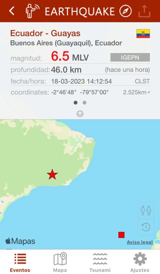hace una hora #terremoto 6.5 en Buenos Aires (Guayaquil), #Ecuador, 46.0km, 14:12 CLST (IGEPN) earthquake.app/m/?e_id=igepn.…