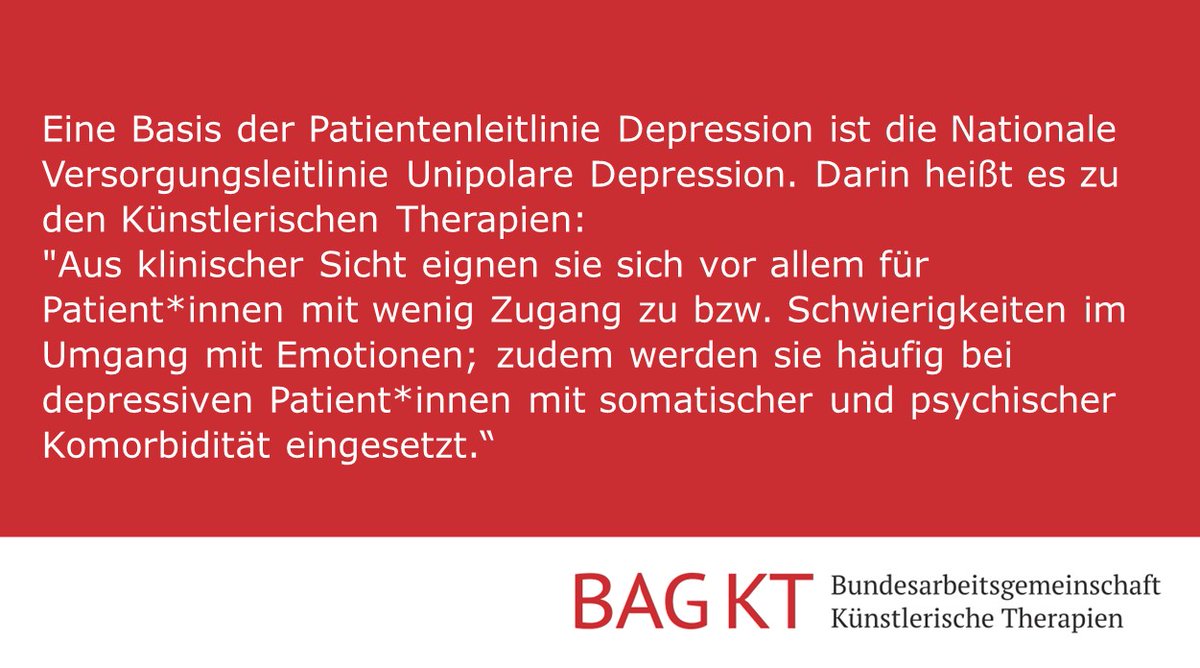 BAG_KT's tweet photo. #Depression 
Künstlerische Therapeut:innen unterstützen auf dem Weg zu mehr Lebensqualität! https://t.co/o5aYtJmXpU