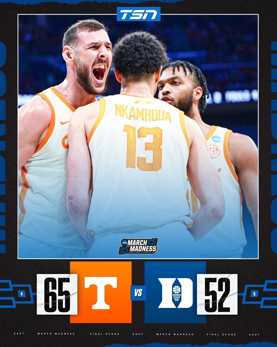 TSN_Sports's tweet image. (4) Tennessee sends (5) Duke home! 

#MarchMadness