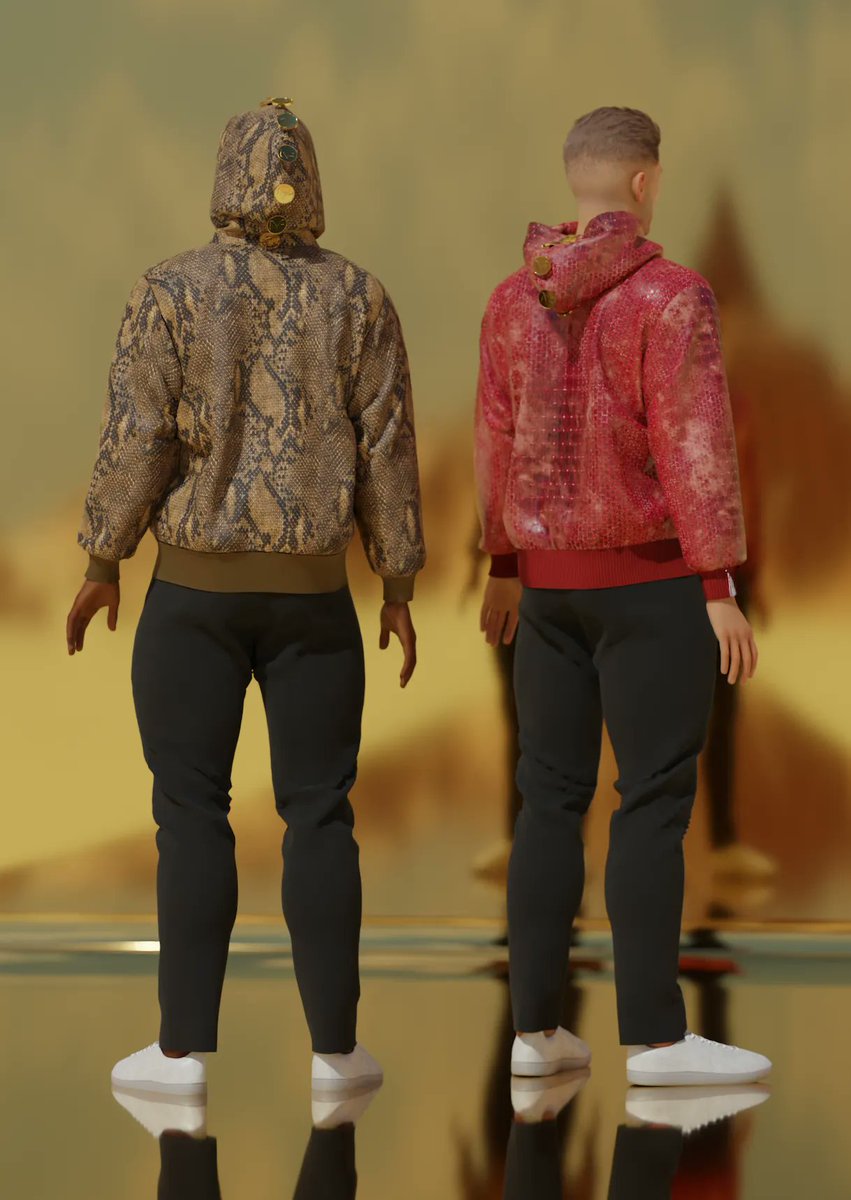 ITSMARTINAPPELT's tweet photo. Our virtual models Brandon and David wearing our signature mohawk button hoodie out of my upcoming NFT collection with @unitedcrowd_com

#metaverse #digitalfashion #nft #unitedcrowd #hoodie #snake #croco #mohawk
.
.
.
#cryptocurrency #crypto #cryptocurrencies #cryptotrading https://t.co/P9vdhwx2R5