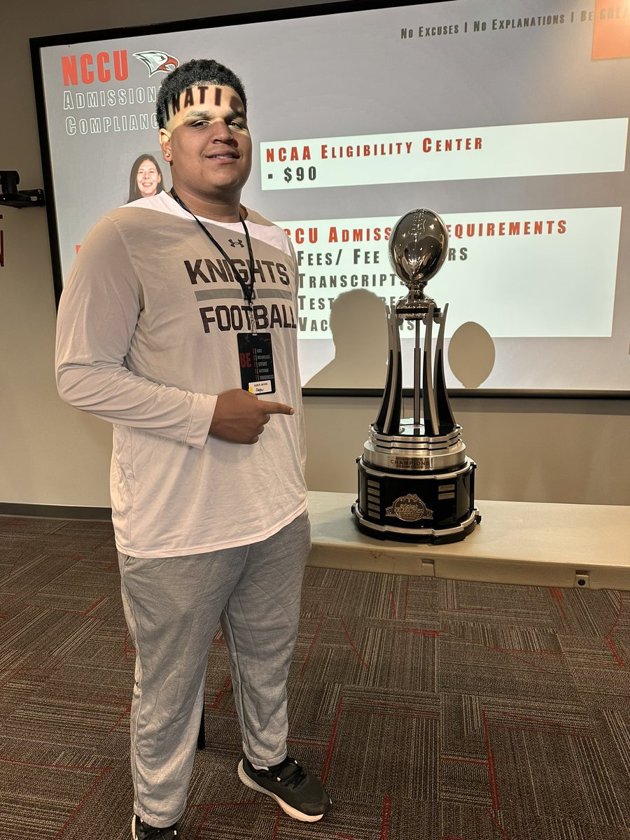 A_Jones2x's tweet photo. After a great conversation with @CWilliams8076 I am thankful and excited to receive a division 1 offer from NC Central University. https://t.co/krUek8Vt3k