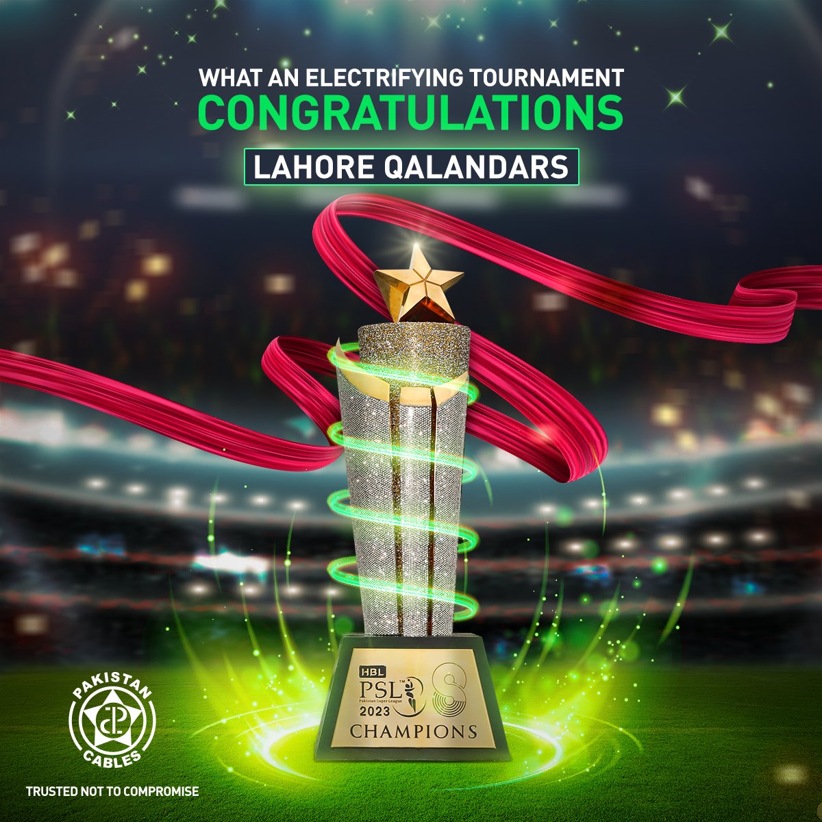 pakistan_cables's tweet photo. What a power packed tournament!
Congratulations, Lahore Qalandars!
#PakistanCables #TrustedNotToCompromise #PSL8 https://t.co/FgQUIUiiHO