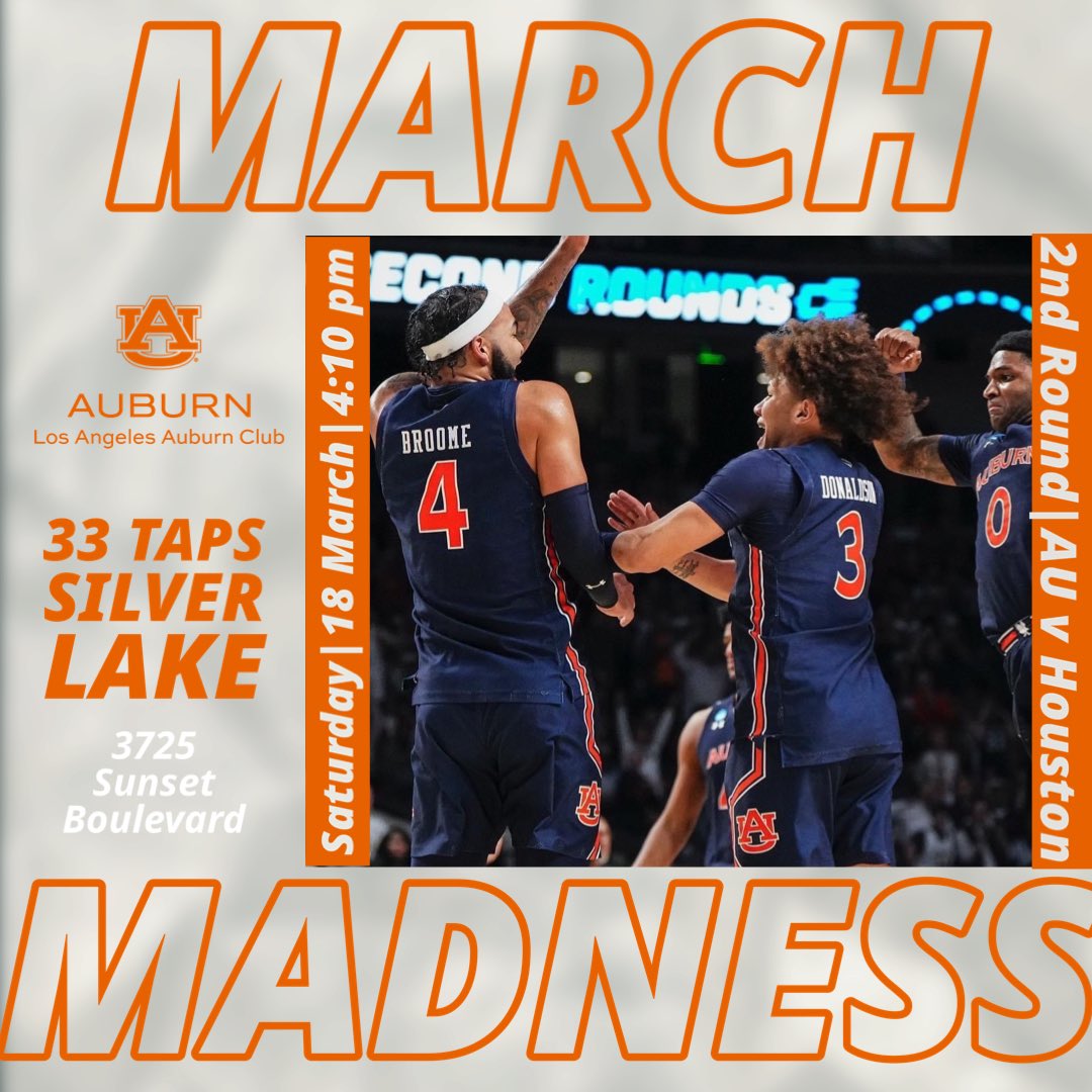 LAAuburnClub's tweet photo. All for Auburn 🏀 Cheer your tigers on to victory at @33TapsSL this afternoon. 

#WarEagle https://t.co/a4Aqe3SlyH