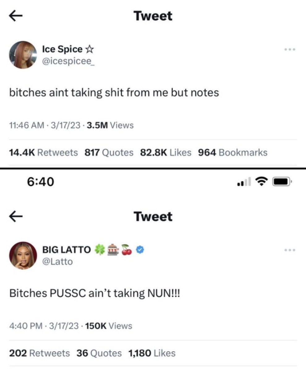 SayItAgainB1tch's tweet photo. Ohh Ice Spice got Latto spooked and NERVOUS‼️ https://t.co/ElVLYewP9H